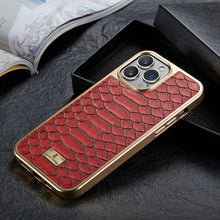 Load image into Gallery viewer, Python Texture Electroplating PU Phone Case, For iPhone 13, For iPhone 13 Pro, For iPhone 13 Pro Max, For iPhone 12 / 12 Pro, For iPhone 12 Pro Max, For iPhone 11, For iPhone 11 Pro Max