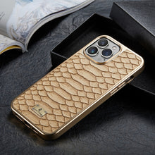 Load image into Gallery viewer, Python Texture Electroplating PU Phone Case, For iPhone 13, For iPhone 13 Pro, For iPhone 13 Pro Max, For iPhone 12 / 12 Pro, For iPhone 12 Pro Max, For iPhone 11, For iPhone 11 Pro Max