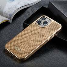 Load image into Gallery viewer, Snake Texture Electroplating PU Phone Case, For iPhone 13, For iPhone 13 Pro, For iPhone 13 Pro Max, For iPhone 12 / 12 Pro, For iPhone 12 Pro Max, For iPhone 11, For iPhone 11 Pro Max
