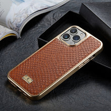 Load image into Gallery viewer, Snake Texture Electroplating PU Phone Case, For iPhone 13, For iPhone 13 Pro, For iPhone 13 Pro Max, For iPhone 12 / 12 Pro, For iPhone 12 Pro Max, For iPhone 11, For iPhone 11 Pro Max