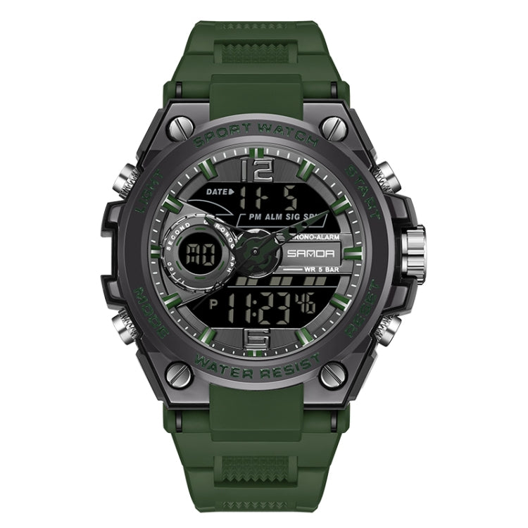 SANDA 6092 Luminous Dual Time Display Waterproof Sports Watch