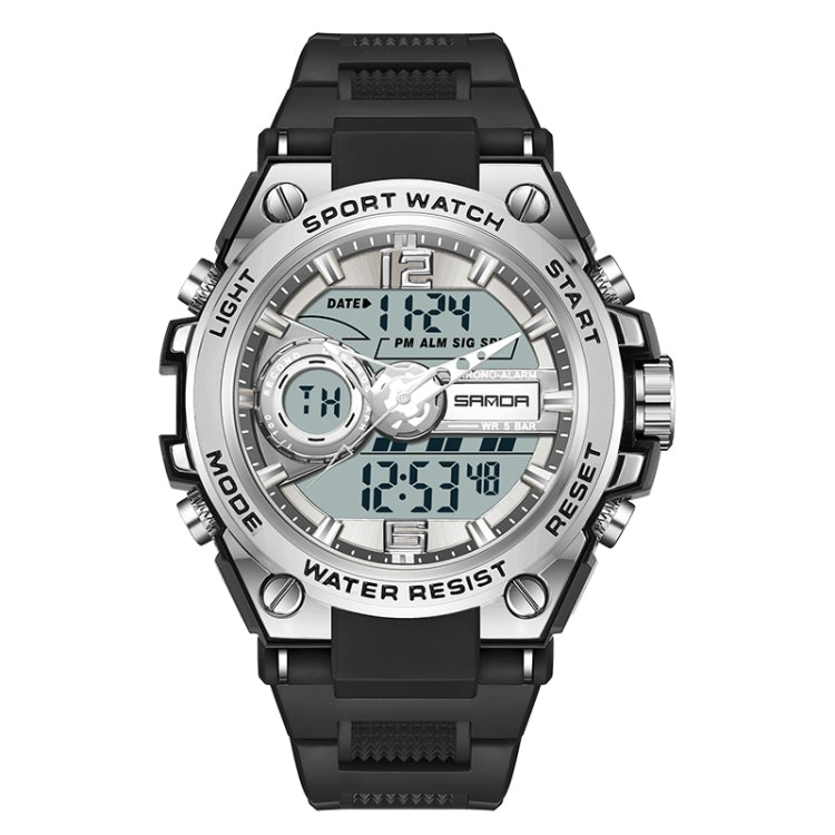 SANDA 6092 Luminous Dual Time Display Waterproof Sports Watch