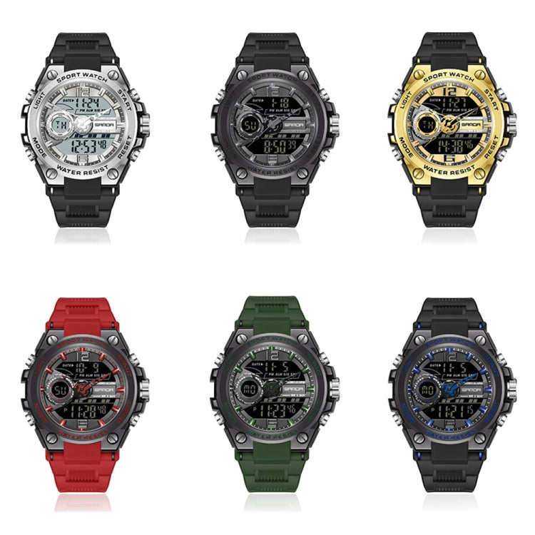 SANDA 6092 Luminous Dual Time Display Waterproof Sports Watch