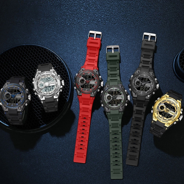 SANDA 6092 Luminous Dual Time Display Waterproof Sports Watch
