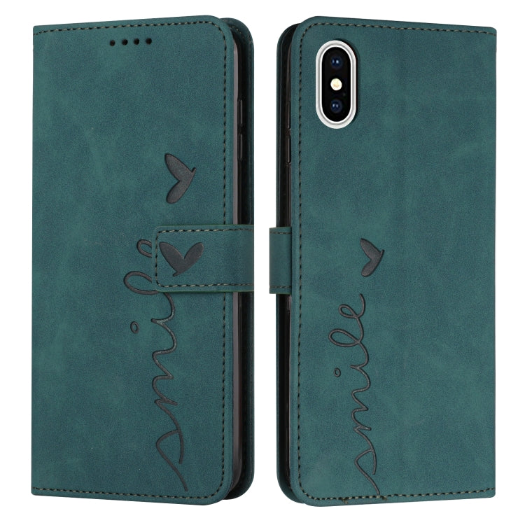 Skin Feel Heart Pattern Leather Phone Case, For iPhone XS Max, For iPhone XR, For iPhone SE 2022 / SE 2020 / 8 / 7, For iPhone 8 Plus / 7 Plus / 6 Plus