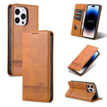 Load image into Gallery viewer, AZNS Magnetic Calf Texture Flip Leather Phone Case, For iPhone 14, For iPhone 14 Plus, For iPhone 14 Pro, For iPhone 14 Pro Max