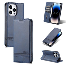 Load image into Gallery viewer, AZNS Magnetic Calf Texture Flip Leather Phone Case, For iPhone 14, For iPhone 14 Plus, For iPhone 14 Pro, For iPhone 14 Pro Max