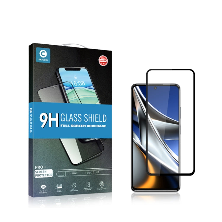 mocolo 9H Full Glue Silk Print Tempered Glass Film, For Xiaomi Poco X4 Pro 5G
