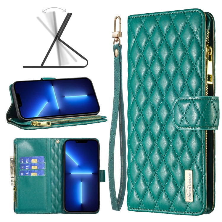 Diamond Lattice Zipper Wallet Leather Flip Phone Case, For iPhone 14, For iPhone 14 Plus, For iPhone 14 Pro, For iPhone 14 Pro Max, For iPhone 13 mini, For iPhone 13, For iPhone 13 Pro, For iPhone 13 Pro Max