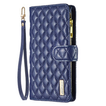 Load image into Gallery viewer, Diamond Lattice Zipper Wallet Leather Flip Phone Case, For iPhone 12 mini, For iPhone 12 / 12 Pro, For iPhone 12 Pro Max, For iPhone 11, For iPhone 11 Pro, For iPhone X / XS, For iPhone XR, For iPhone XS Max