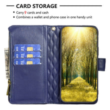 Load image into Gallery viewer, Diamond Lattice Zipper Wallet Leather Flip Phone Case, For iPhone 12 mini, For iPhone 12 / 12 Pro, For iPhone 12 Pro Max, For iPhone 11, For iPhone 11 Pro, For iPhone X / XS, For iPhone XR, For iPhone XS Max