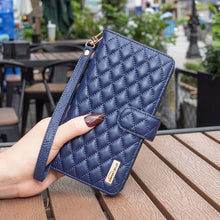 Load image into Gallery viewer, Diamond Lattice Zipper Wallet Leather Flip Phone Case, For iPhone 12 mini, For iPhone 12 / 12 Pro, For iPhone 12 Pro Max, For iPhone 11, For iPhone 11 Pro, For iPhone X / XS, For iPhone XR, For iPhone XS Max