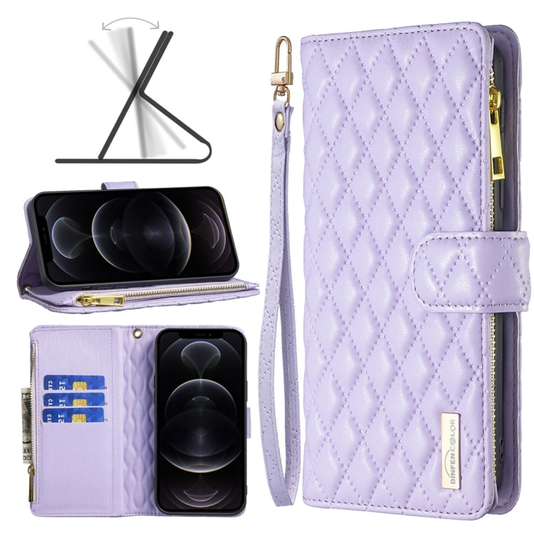 Diamond Lattice Zipper Wallet Leather Flip Phone Case, For iPhone 12 mini, For iPhone 12 / 12 Pro, For iPhone 12 Pro Max, For iPhone 11, For iPhone 11 Pro, For iPhone X / XS, For iPhone XR, For iPhone XS Max