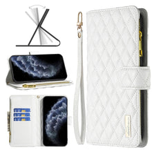 Load image into Gallery viewer, Diamond Lattice Zipper Wallet Leather Flip Phone Case, For iPhone 12 mini, For iPhone 12 / 12 Pro, For iPhone 12 Pro Max, For iPhone 11, For iPhone 11 Pro, For iPhone X / XS, For iPhone XR, For iPhone XS Max