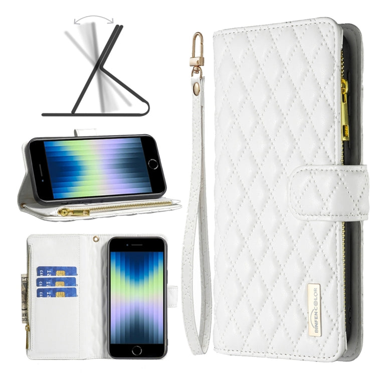 Diamond Lattice Zipper Wallet Leather Flip Phone Case, For iPhone SE 2022 / SE 2020 / 7 / 8, For iPhone 7 Plus / 8 Plus, For iPhone 11 Pro Max