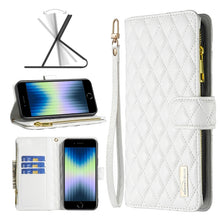 Load image into Gallery viewer, Diamond Lattice Zipper Wallet Leather Flip Phone Case, For iPhone SE 2022 / SE 2020 / 7 / 8, For iPhone 7 Plus / 8 Plus, For iPhone 11 Pro Max