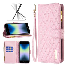 Load image into Gallery viewer, Diamond Lattice Zipper Wallet Leather Flip Phone Case, For iPhone SE 2022 / SE 2020 / 7 / 8, For iPhone 7 Plus / 8 Plus, For iPhone 11 Pro Max