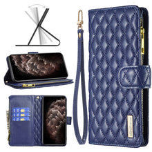 Load image into Gallery viewer, Diamond Lattice Zipper Wallet Leather Flip Phone Case, For iPhone SE 2022 / SE 2020 / 7 / 8, For iPhone 7 Plus / 8 Plus, For iPhone 11 Pro Max