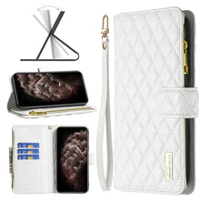 Load image into Gallery viewer, Diamond Lattice Zipper Wallet Leather Flip Phone Case, For iPhone SE 2022 / SE 2020 / 7 / 8, For iPhone 7 Plus / 8 Plus, For iPhone 11 Pro Max