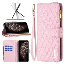 Load image into Gallery viewer, Diamond Lattice Zipper Wallet Leather Flip Phone Case, For iPhone SE 2022 / SE 2020 / 7 / 8, For iPhone 7 Plus / 8 Plus, For iPhone 11 Pro Max