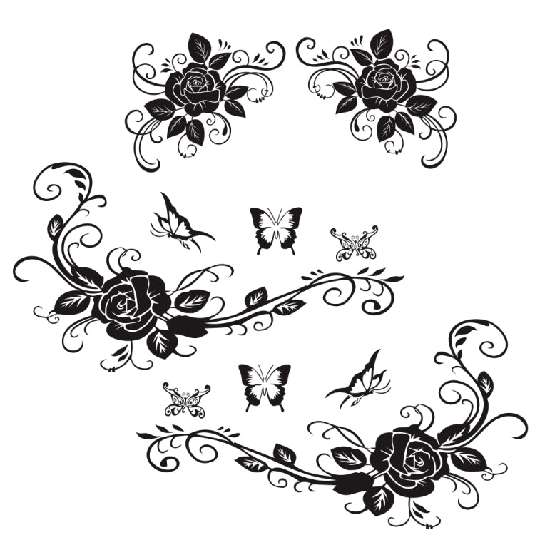 2 PCS/Set D-72 Butterfly Love Flower Pattern Car Modified Decorative Sticker, D-72
