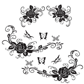 2 PCS/Set D-72 Butterfly Love Flower Pattern Car Modified Decorative Sticker, D-72