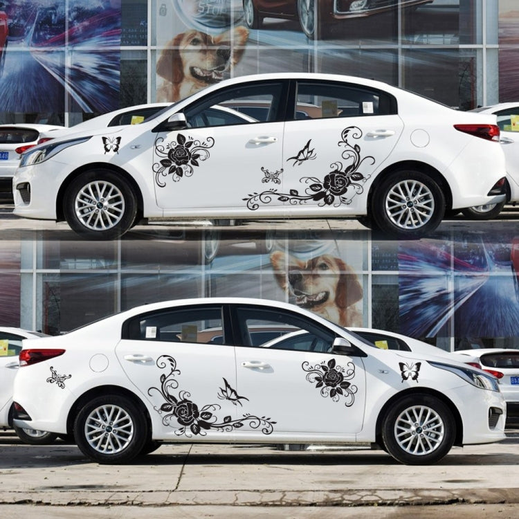2 PCS/Set D-72 Butterfly Love Flower Pattern Car Modified Decorative Sticker, D-72