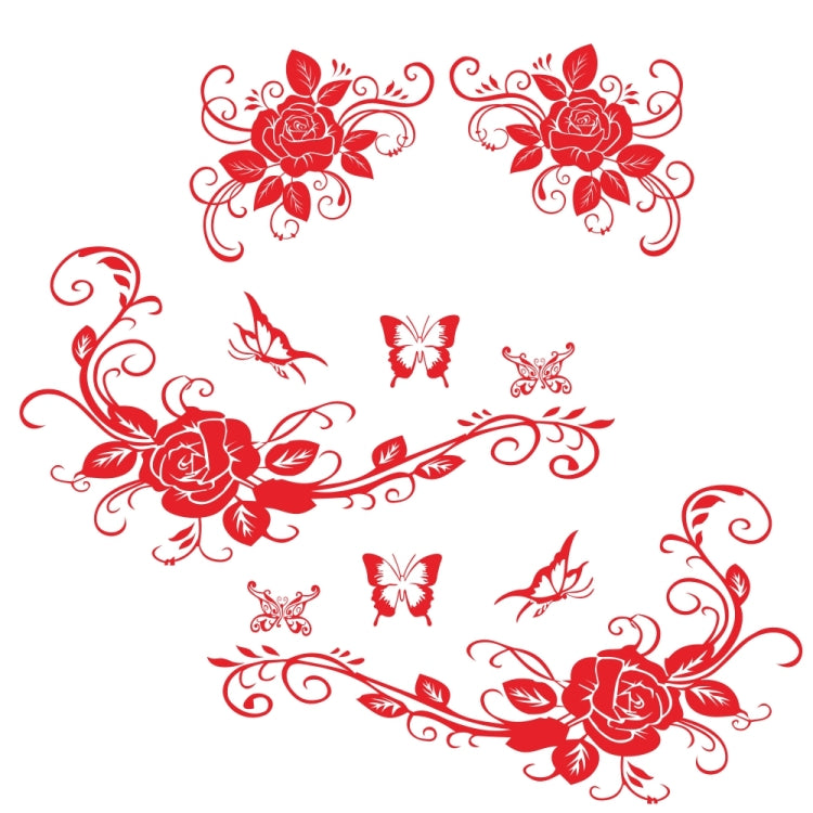 2 PCS/Set D-72 Butterfly Love Flower Pattern Car Modified Decorative Sticker, D-72
