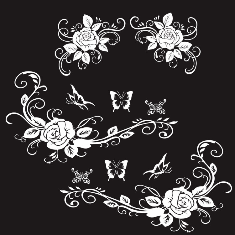 2 PCS/Set D-72 Butterfly Love Flower Pattern Car Modified Decorative Sticker, D-72