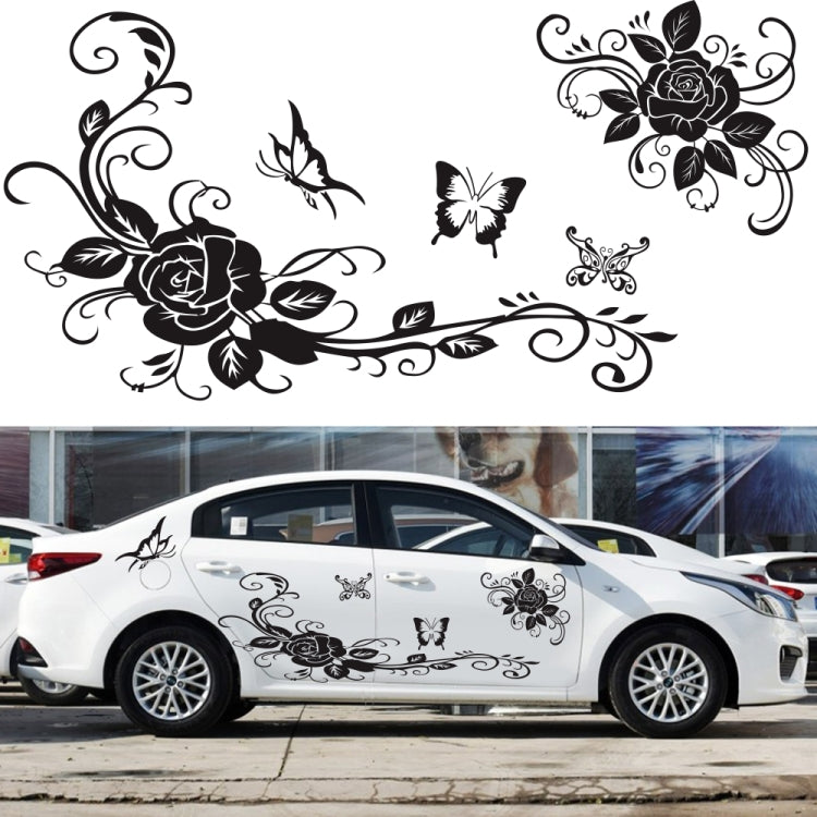 2 PCS/Set D-72 Butterfly Love Flower Pattern Car Modified Decorative Sticker, D-72
