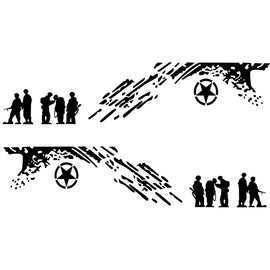 2 PCS/Set D-123 Soldiers Pattern Car Modified Decorative Sticker, D-123