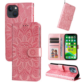Embossed Sunflower Leather Phone Case, For iPhone 13 mini, For iPhone 13, For iPhone 13 Pro, For iPhone 13 Pro Max, For iPhone 12 mini, For iPhone 12 / 12 Pro, For iPhone 12 Pro Max, For iPhone 11, For iPhone 11 Pro