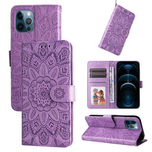 Load image into Gallery viewer, Embossed Sunflower Leather Phone Case, For iPhone 11 Pro Max, For iPhone X / XS, For iPhone XR, For iPhone XS Max, For iPhone SE 2022 / SE 2020 / 7 / 8, For iPhone 7 Plus / 8 Plus