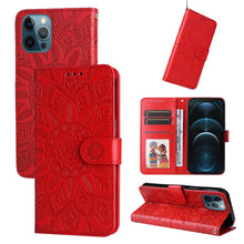 Load image into Gallery viewer, Embossed Sunflower Leather Phone Case, For iPhone 11 Pro Max, For iPhone X / XS, For iPhone XR, For iPhone XS Max, For iPhone SE 2022 / SE 2020 / 7 / 8, For iPhone 7 Plus / 8 Plus