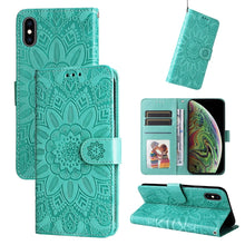 Load image into Gallery viewer, Embossed Sunflower Leather Phone Case, For iPhone 11 Pro Max, For iPhone X / XS, For iPhone XR, For iPhone XS Max, For iPhone SE 2022 / SE 2020 / 7 / 8, For iPhone 7 Plus / 8 Plus