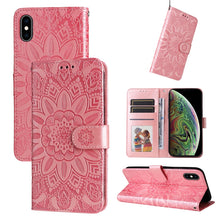 Load image into Gallery viewer, Embossed Sunflower Leather Phone Case, For iPhone 11 Pro Max, For iPhone X / XS, For iPhone XR, For iPhone XS Max, For iPhone SE 2022 / SE 2020 / 7 / 8, For iPhone 7 Plus / 8 Plus
