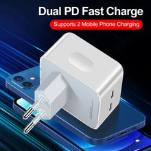 Load image into Gallery viewer, PD 50W Dual USB-C / Type-C Ports Charger, PD 50W EU Plug, PD 50W US Plug