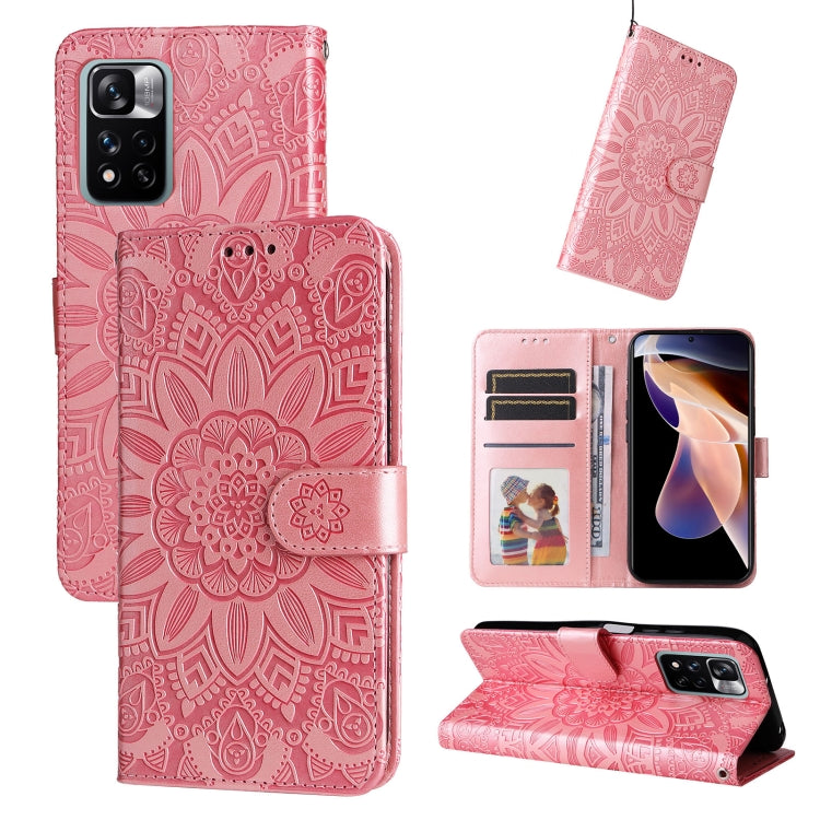 Embossed Sunflower Leather Phone Case, For Xiaomi Redmi Note 10 5G, For Xiaomi Redmi Note 10 Pro / Note 10 Pro Max, For Xiaomi Redmi Note 11 5G  / Poco M4 Pro 5G, For Xiaomi Redmi Note 11E, For Xiaomi Redmi Note 11 Pro 5G                               ...