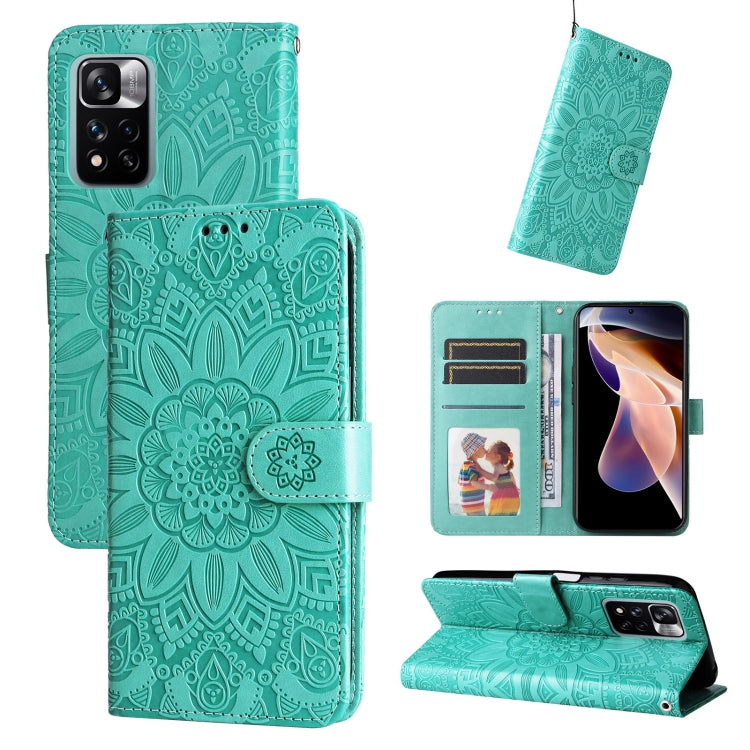 Embossed Sunflower Leather Phone Case, For Xiaomi Redmi Note 10 5G, For Xiaomi Redmi Note 10 Pro / Note 10 Pro Max, For Xiaomi Redmi Note 11 5G  / Poco M4 Pro 5G, For Xiaomi Redmi Note 11E, For Xiaomi Redmi Note 11 Pro 5G                               ...