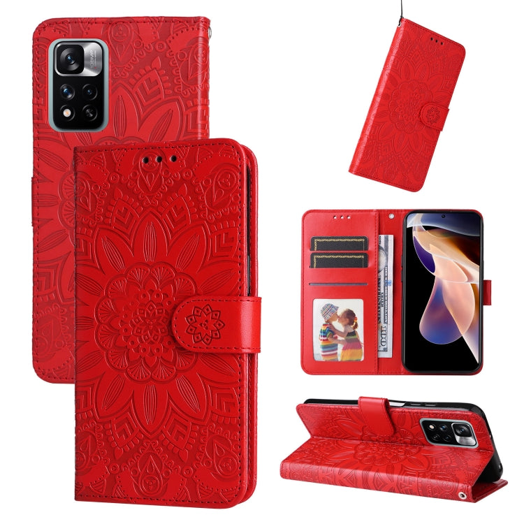 Embossed Sunflower Leather Phone Case, For Xiaomi Redmi Note 10 5G, For Xiaomi Redmi Note 10 Pro / Note 10 Pro Max, For Xiaomi Redmi Note 11 5G  / Poco M4 Pro 5G, For Xiaomi Redmi Note 11E, For Xiaomi Redmi Note 11 Pro 5G                               ...