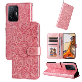 Embossed Sunflower Leather Phone Case, For Xiaomi 11T / 11T Pro, For Xiaomi 12 Lite, For Xiaomi 12 Pro, For Xiaomi 12 / 12X, For Xiaomi Poco M3 / Redmi 9T / Redmi 9 Power, For Xiaomi Poco X3 NFC
