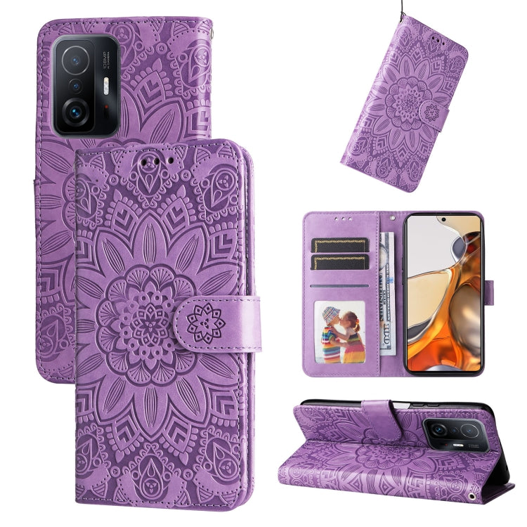 Embossed Sunflower Leather Phone Case, For Xiaomi 11T / 11T Pro, For Xiaomi 12 Lite, For Xiaomi 12 Pro, For Xiaomi 12 / 12X, For Xiaomi Poco M3 / Redmi 9T / Redmi 9 Power, For Xiaomi Poco X3 NFC