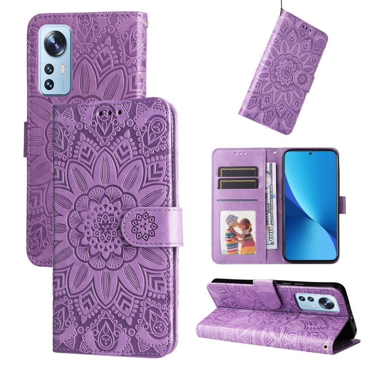 Embossed Sunflower Leather Phone Case, For Xiaomi 11T / 11T Pro, For Xiaomi 12 Lite, For Xiaomi 12 Pro, For Xiaomi 12 / 12X, For Xiaomi Poco M3 / Redmi 9T / Redmi 9 Power, For Xiaomi Poco X3 NFC