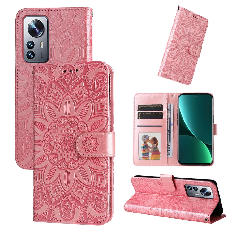 Embossed Sunflower Leather Phone Case, For Xiaomi 11T / 11T Pro, For Xiaomi 12 Lite, For Xiaomi 12 Pro, For Xiaomi 12 / 12X, For Xiaomi Poco M3 / Redmi 9T / Redmi 9 Power, For Xiaomi Poco X3 NFC