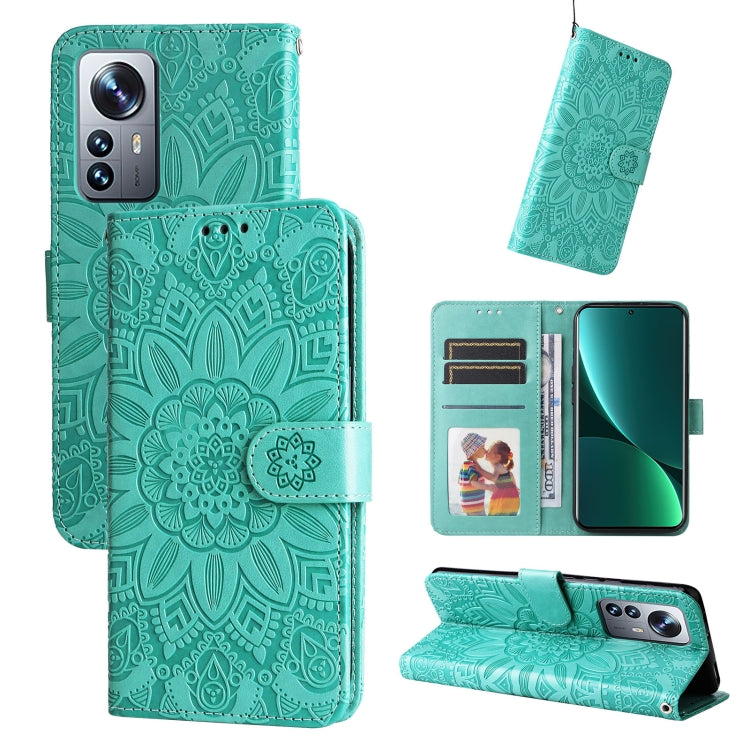 Embossed Sunflower Leather Phone Case, For Xiaomi 11T / 11T Pro, For Xiaomi 12 Lite, For Xiaomi 12 Pro, For Xiaomi 12 / 12X, For Xiaomi Poco M3 / Redmi 9T / Redmi 9 Power, For Xiaomi Poco X3 NFC