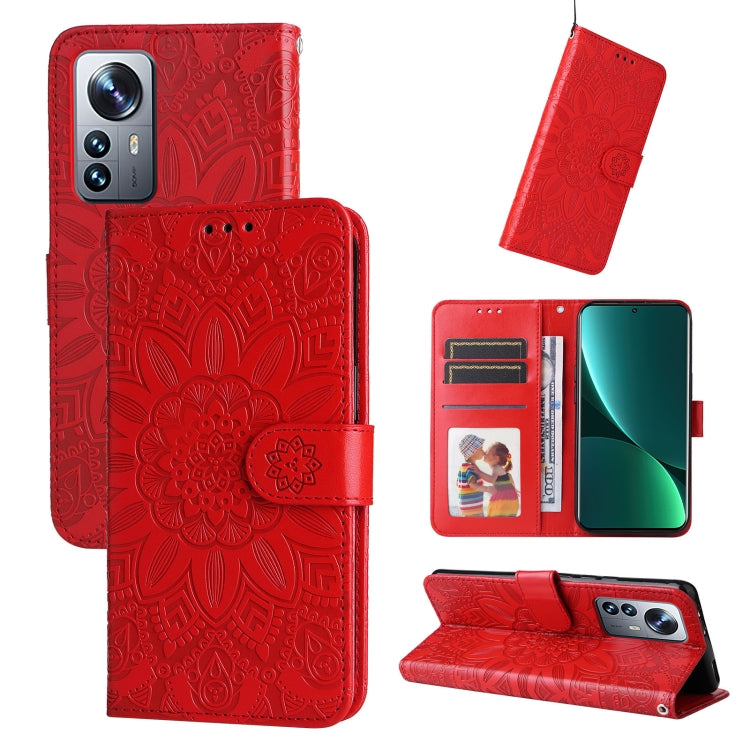 Embossed Sunflower Leather Phone Case, For Xiaomi 11T / 11T Pro, For Xiaomi 12 Lite, For Xiaomi 12 Pro, For Xiaomi 12 / 12X, For Xiaomi Poco M3 / Redmi 9T / Redmi 9 Power, For Xiaomi Poco X3 NFC