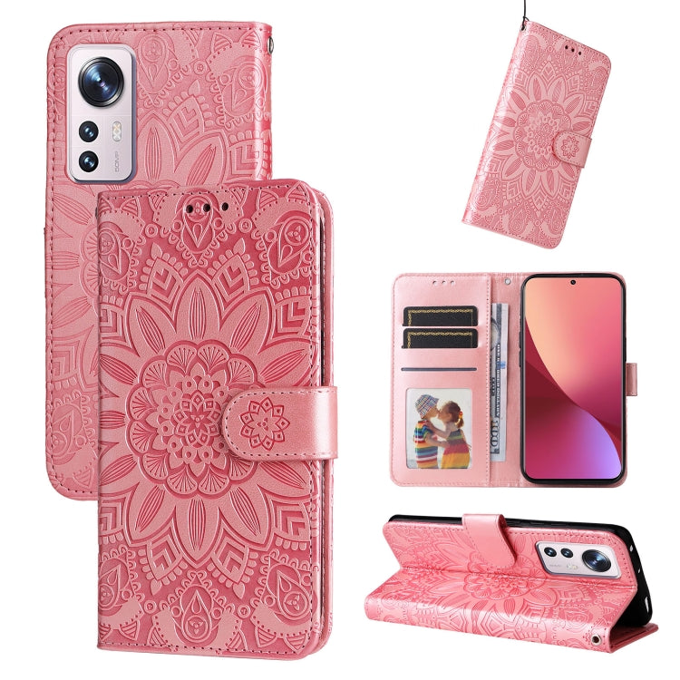 Embossed Sunflower Leather Phone Case, For Xiaomi 11T / 11T Pro, For Xiaomi 12 Lite, For Xiaomi 12 Pro, For Xiaomi 12 / 12X, For Xiaomi Poco M3 / Redmi 9T / Redmi 9 Power, For Xiaomi Poco X3 NFC