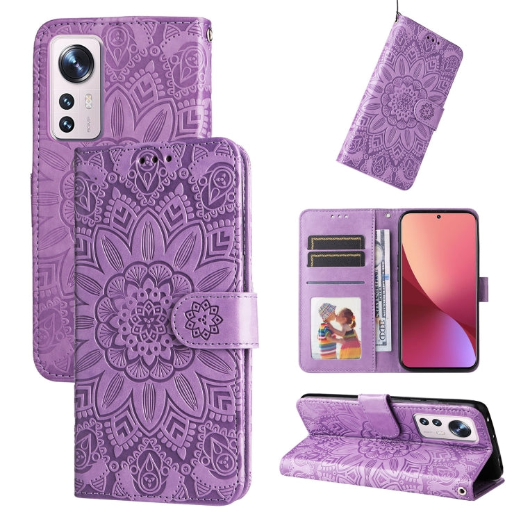 Embossed Sunflower Leather Phone Case, For Xiaomi 11T / 11T Pro, For Xiaomi 12 Lite, For Xiaomi 12 Pro, For Xiaomi 12 / 12X, For Xiaomi Poco M3 / Redmi 9T / Redmi 9 Power, For Xiaomi Poco X3 NFC