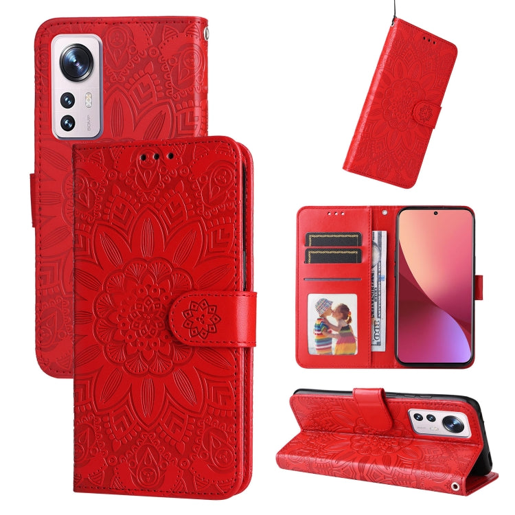 Embossed Sunflower Leather Phone Case, For Xiaomi 11T / 11T Pro, For Xiaomi 12 Lite, For Xiaomi 12 Pro, For Xiaomi 12 / 12X, For Xiaomi Poco M3 / Redmi 9T / Redmi 9 Power, For Xiaomi Poco X3 NFC