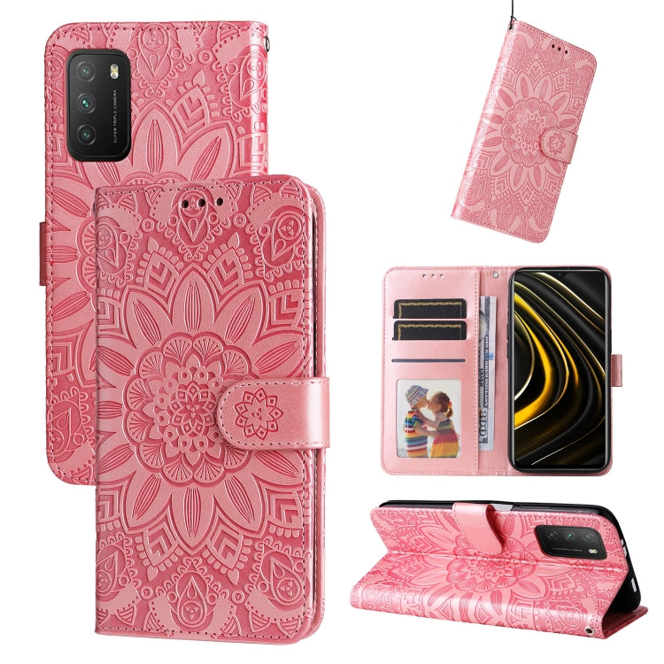 Embossed Sunflower Leather Phone Case, For Xiaomi 11T / 11T Pro, For Xiaomi 12 Lite, For Xiaomi 12 Pro, For Xiaomi 12 / 12X, For Xiaomi Poco M3 / Redmi 9T / Redmi 9 Power, For Xiaomi Poco X3 NFC